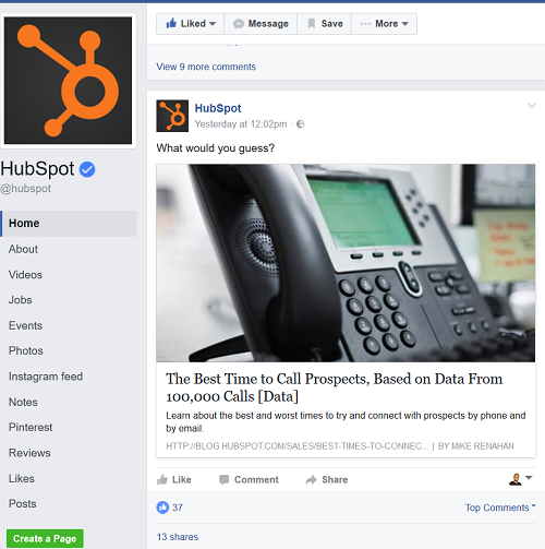 hubspot-maintain-an-active-facebook-page