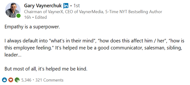 Gary Vaynerchuk uses LinkedIn to raise awareness for his business