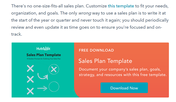 HubSpot offer free sales template on their blog post about sales
