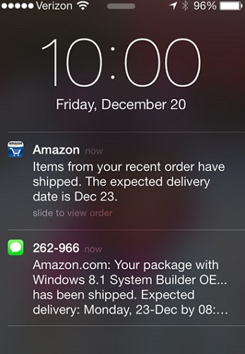 Amazon push notification is short